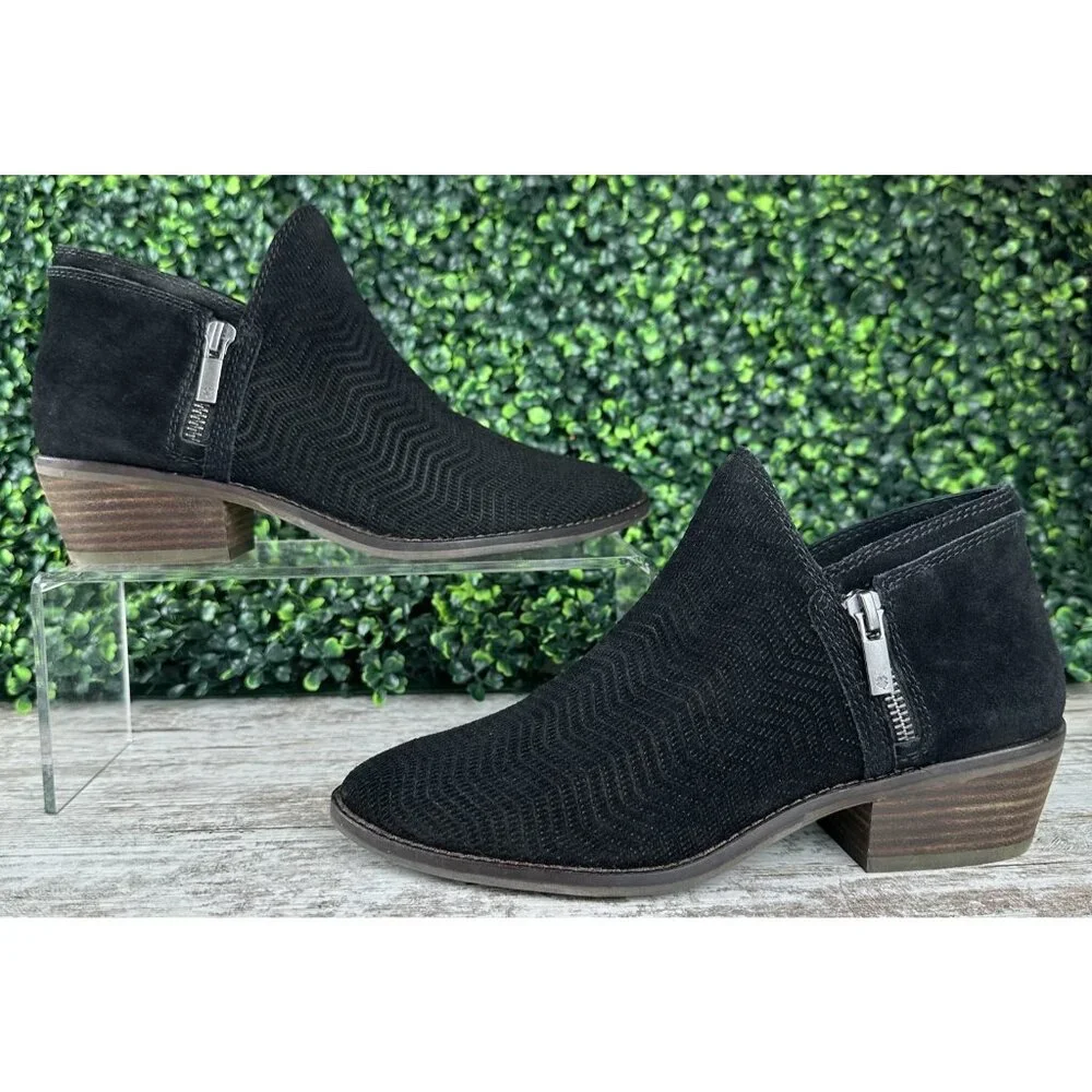 LUCKY BRAND Fhuna Ankle Bootie Women’s‎ 8M Black Suede Low Cut Boots Casual Chic